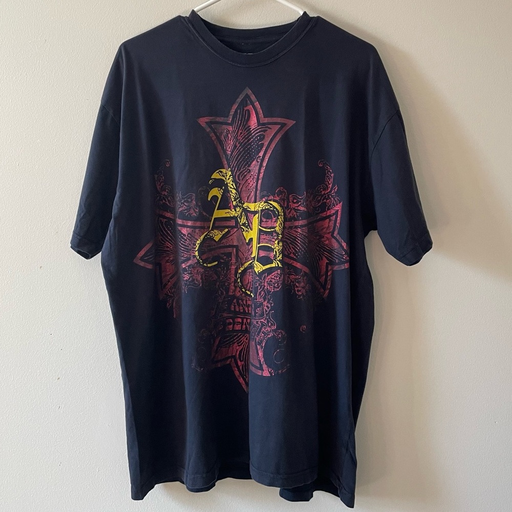 Antik Denim Graphic wing T-Shirt Handcrafted in USA Tees XL has Tiny holes